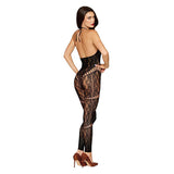 Dreamgirl Bodystocking with Tie Neck Black O/S