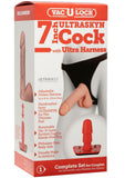 Vac-U-Lock - 7 Inch ULTRASKYN Cock - With Ultra Harness White