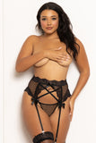 2 PC DOT MESH & LACE GARTER BELT & G-STRING (NON-PACKAGED)