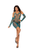 TEAL MINI DRESS W/GLOVES OS