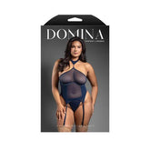 Fantasy Lingerie Domina Gartered Mesh Monowire Bustier with Detachable Choker Halter & G-String