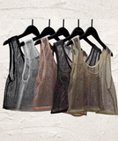 COLOR RHINESTONE CROPPED TANK TOP - OS
