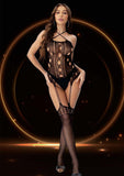 SUSPENDER HOSE BODYSTOCKING BLACK- OS