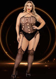 SUSPENDER HOSE BODYSTOCKING BLACK- QUEEN