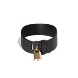 WIDE WIDTH LEATHER SLAVE COLLAR WITH LOCK