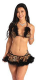 LEOPARD FEATHER WRAP SKIRT SET WITH THONG