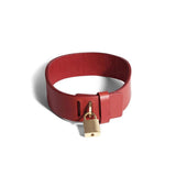 WIDE WIDTH LEATHER SLAVE COLLAR WITH LOCK