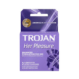 Trojan Her Pleasure Sensations Condom Lubricated 3 Pack
