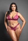 Fantasy Lingerie Domina Bralette & Panty with Zipper Details Berry