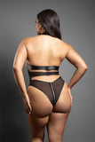 Fantasy Lingerie Domina Cupless High-Neck Halter Teddy with Zipper Detail & Pasties Black - BOXED