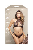 Opulence Pearl Underbust Halter Top & Adjustable Pearl String Open Panty Chocolate