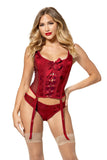 JACQUARD CORSET & PANTY SET WINE