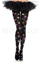 MULTICOLOR LEAF PRINT PANTYHOSEadd