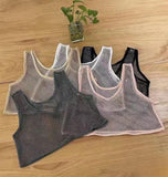COLOR RHINESTONE CROPPED TANK TOP - OS