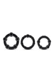 Stay Hard Beaded Cock Rings (3 Sizes) - Black