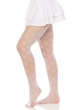 Leg Avenue Love Struck Heart Net Tights - OS - White