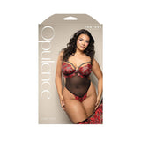 Fantasy Lingerie Opulence Floral Embroidered Mesh Teddy with Underwire Pearl Cups & Pearl String