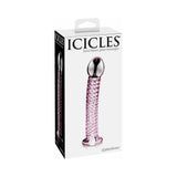 Pipedream Icicles No. 53 Curved Textured 7 in. Glass Dildo Pink--9