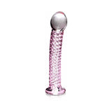 Pipedream Icicles No. 53 Curved Textured 7 in. Glass Dildo Pink--9