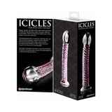 Pipedream Icicles No. 53 Curved Textured 7 in. Glass Dildo Pink--9