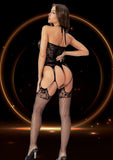 SUSPENDER HOSE BODYSTOCKING BLACK