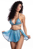 Baby Blue Sequin Skirt Set