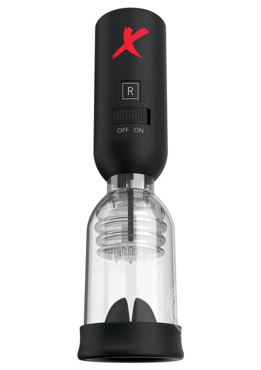 PDX Elite Silicone Tip Teazer Power Pump Masturbator - Clear/Black
