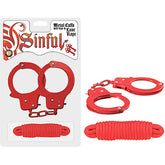 Sinful Metal Cuffs With Keys & 118in. Love Rope (Red)(discontinued)