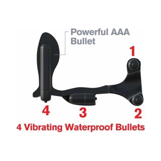 Pipedream Fantasy C-Ringz Ultimate Ass-Gasm Vibrating Silicone Cockring With Anal Plug Black