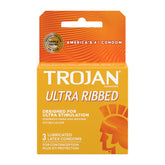 Trojan Condom Stimulations Ultra Ribbed Lubricated 3 Pack
