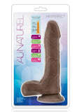 Au Naturel Mister Perfect Dildo with Balls 8.5in - Chocolate