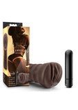 Hot Chocolate Brianna Vibrating Masturbator with Bullet - Pussy - Chocolate