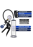 Performance VX8 Premium Penis Pump System with Silicone Cock Strap 9in - Clear