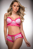 GW Oh So Sexy 2pc Silky Chekkini Panty & Bra Top Pink Polka Dot - OS