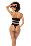 Halter Body Suit. Cut-Out Mesh Contrast
