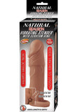 Natural Realskin Vibrating Penis Extender with Scrotum Ring -