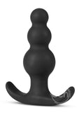 Anal Adventures Platinum Beaded Silicone Butt Plug - Black
