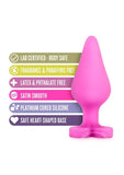 Play with Me Naughty Candy Heart Be Mine Silicone Butt Plug - Pink
