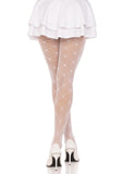 Leg Avenue Love Struck Heart Net Tights - OS - White