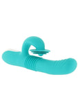 Show Stopper Rechargeable Silicone Dual Vibrator with Clitoral Stimulator - Teal