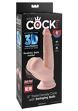 King Cock Triple Density Cock with Swinging Balls 6in - Vanilla