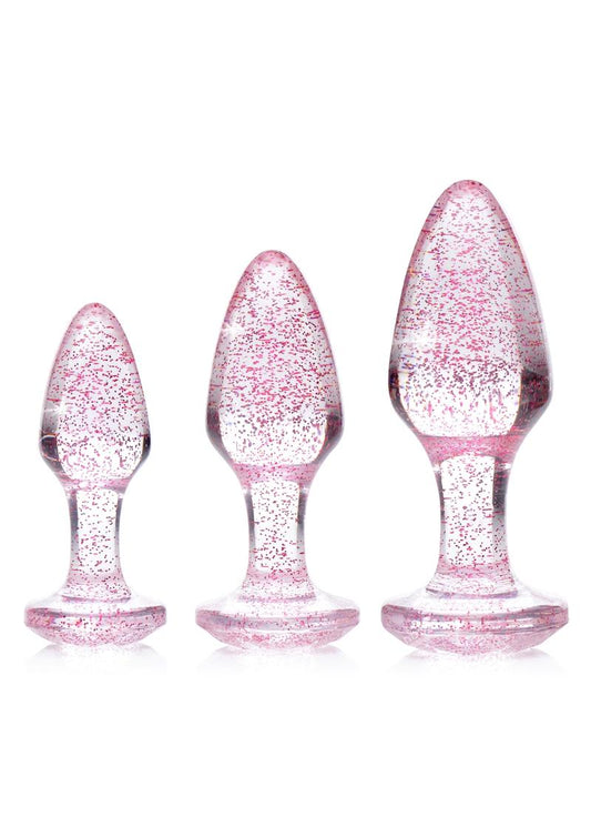 Booty Sparks Glitter Gem Anal Plug Set 3pc - S/M/L - Pink