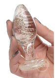 Booty Sparks Glow In The Dark Glass Anal Plug - Large - Clear