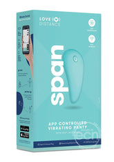 Love Distance Span App Controlled Rechargeable Panty Vibe - O/S - Aqua