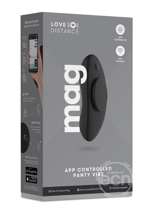 Love Distance Mag App Controlled Silicone Rechargeable Panty Vibe - Black