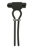 PowerBullet Bolo Bullet Rechargeable Silicone Cock Tie - Black/Silver