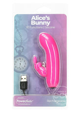 PowerBullet Alice's Bunny Silicone Rechargeable Rabbit - Pink