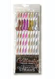 Glitterati Penis Party Tall Celebration Straws (8 Pack) - Assorted Colors