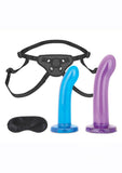 Lux Fetish Beginners Strap-on & Pegging Set 3 Piece - Blue/Purple