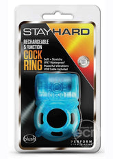 Stay Hard Rechargeable 5 Function Vibrating Cockring Blue